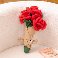 DIY Valentine's Day Limited Red Roses Plush Bouquet Birthday Gift for Girlfriend Tulip Doll - Unique Flower Gift Idea