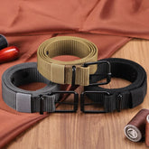 Men's Belt Porous Canvas Pin Buckle Leather Belt Outdoor Sports