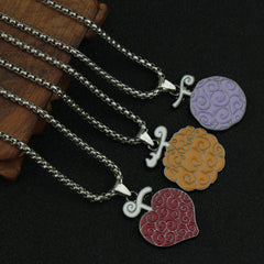 Anime Necklace for Women Men Metal Necklaces Ace Law Cursed Devil Fruit