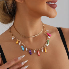 Women's pendant necklace natural geometric fashion imitation pearl