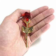 Crystal Metal Roses Gift for Girlfriend Wedding Home Decor Mini Model Ornament Valentine Day Promotion