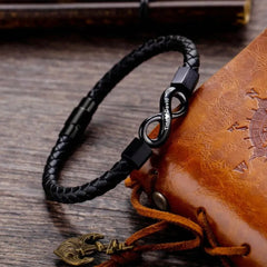 Father's Day Gift Customized Bracelet Personalized 2 Names Infinity Leather Bracelet For Boyfriend Husband Retro Jewelry Gifts