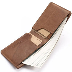 Genuine Leather Mens Wallets Slim Thin Bifold Money Clip Wallet Card Protection Vintage RFID Blocking Card Holder Man