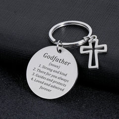 Godfather Keychain from Godchild Religious Faith Stainless Steel Key Chains Baptism Communion Father’s Day Thanksgiving Gifts
