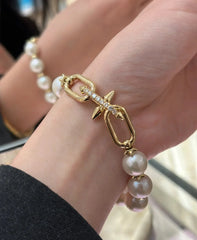 Sterling Silver S925 Riveted Pearl Bracelet - Luxury Gift for Girlfriends, Perfect for Office Ladies