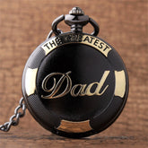 Fashion Casual Men'S Quartz Pocket Watch "The Greatest Dad" Engraved Round Dial Men's Pocket Watch for Father's Day Gift Reloj