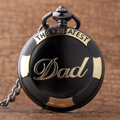 Fashion Casual Men'S Quartz Pocket Watch "The Greatest Dad" Engraved Round Dial Men's Pocket Watch for Father's Day Gift Reloj