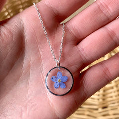 Forget-Me-Not-Necklace, Floral Necklace, Botanical Necklace, Botanical Necklace