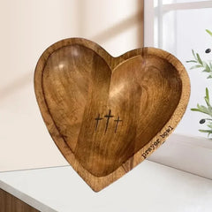 Wooden Religious Christian Congregation Gift Prayer Bowl Gratitude Heart Prayer Bowl Christian Gifts Wood Prayer Dough Bowl Gift