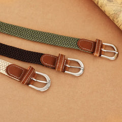 Women's elastic and elastic woven belt in one outfit, casual and versatile denim belt