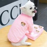 Warm Fleece Pet Clothes Cute Print Coat Small Medium Dog Cat Shirt Jacket Teddy