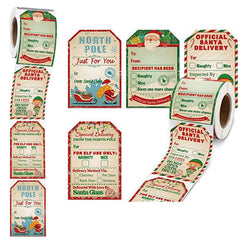 200 Sheets Christmas Gift Tag Stickers Vintage Santa Claus Labels Christmas Decoration