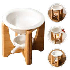 Aroma Lamp Stove Bamboo Essential Oil Warmer Candlesticks Ceramic Wax Burner Heater