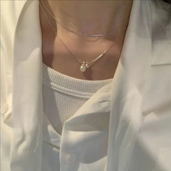 Wear Double Layer Pearl Necklace Light Luxury Niche High-end Design Se