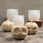 Funny Skull Pumpkin Head Silicone Candle Mold DIY Halloween Horror Theme Epoxy Plaster Soap Mold Baking Mould for Holiday Decor
