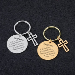 Godfather Keychain from Godchild Religious Faith Stainless Steel Key Chains Baptism Communion Father’s Day Thanksgiving Gifts