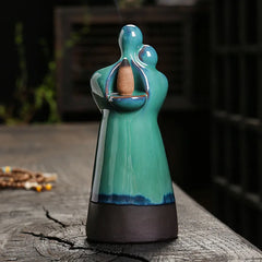 1pc Creative Ceramic Craft Home Decorate Lover Type Backflow Incense Burner Incense Censer Stick Holder (Without Incense)