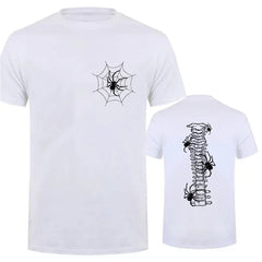 Funny T Shirt for Men Vintage T-Shirt Clothes Two Sided Spider Spine Print
