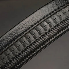 Leather Belt Men Business Time To Run Belt Man Automatic Buckle Golden Waist Buckle Rhinestone Decoration Males Luxury Belt