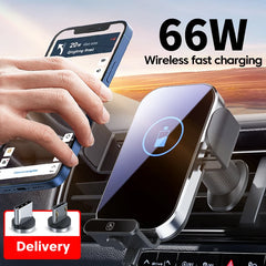66W Wireless Car Charger Air Vent Auto Clamping Super Fast charging