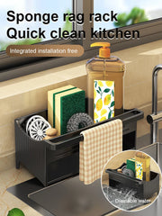 Automatic Drainage Sink Storage Rack Plastic Kitchen Wash Basin Soap Sponge Holder Bathroom Shampoo Organizer Towel Rack