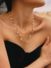 Necklace For Women Light Luxury Pearl Shell Design Clavicle Chain Beach