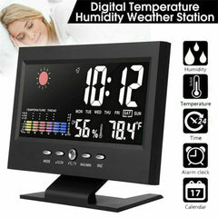 5-in-1 Led Digital Alarm Clock Calendar Weather Display Thermometer Humidity
