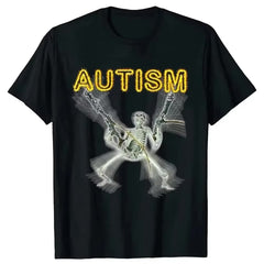 Retro Autism Skeleton Funny Men Women T-Shirt Neurodivergent Autism Awaren Support Graph Tee Halloween Gifts Men Clothes