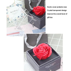 1 Rose Gift Box Artificial Flower Box+Carry Bag Ring Jewelry Storage Box Christmas Valentine's Day Mom Wedding Girlfriend Gifts