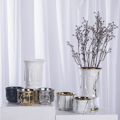 Electroplating Decoration Ceramic Electroplating Vase Ceramic Flower Pot Art Face Vase