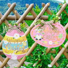 Home Easter Wooden Decorative Hanging Tag With Lights