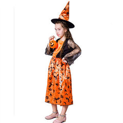 Halloween Children's Little Girl Pumpkin Witch Dress Girl Witch Stage Performance Cosplay Costume