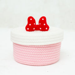 Cartoon Bow Cotton Rope Organizer Basket
