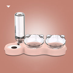 Plastic Dog Bowl, Double Bowl, Automatic Drinking Water And Anti-overturning Food Bowl