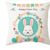 Amazon Cross Border Cartoon Rabbit Egg Print Easter Peach Skin Pillow Cover Sofa Bedside Cushion