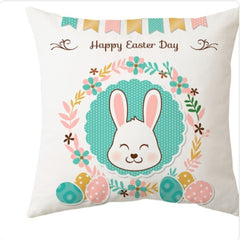 Amazon Cross Border Cartoon Rabbit Egg Print Easter Peach Skin Pillow Cover Sofa Bedside Cushion