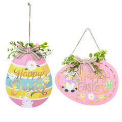 Home Easter Wooden Decorative Hanging Tag With Lights