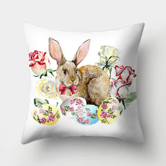 Easter Bunny Watercolor Garland Peach Skin Fabric Home Decoration Pillow Cover