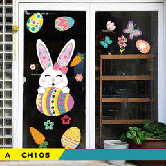 Cartoon Egg Easter Wall Sticker Window Glass Festive Decoration