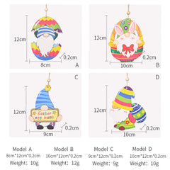 Easter Decoration Wood Rudolph Colored Wood Pendant Painted Print Hanging Ornaments