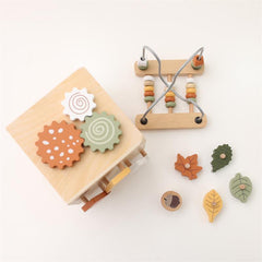 Bead-stringing Toy Shape Matching Five-in-one Toy Wooden Busy Box