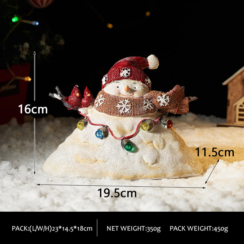 Christmas party decorations, cute Christmas snowman figurines, desktop ornaments, Christmas gifts with illuminated ambient lights