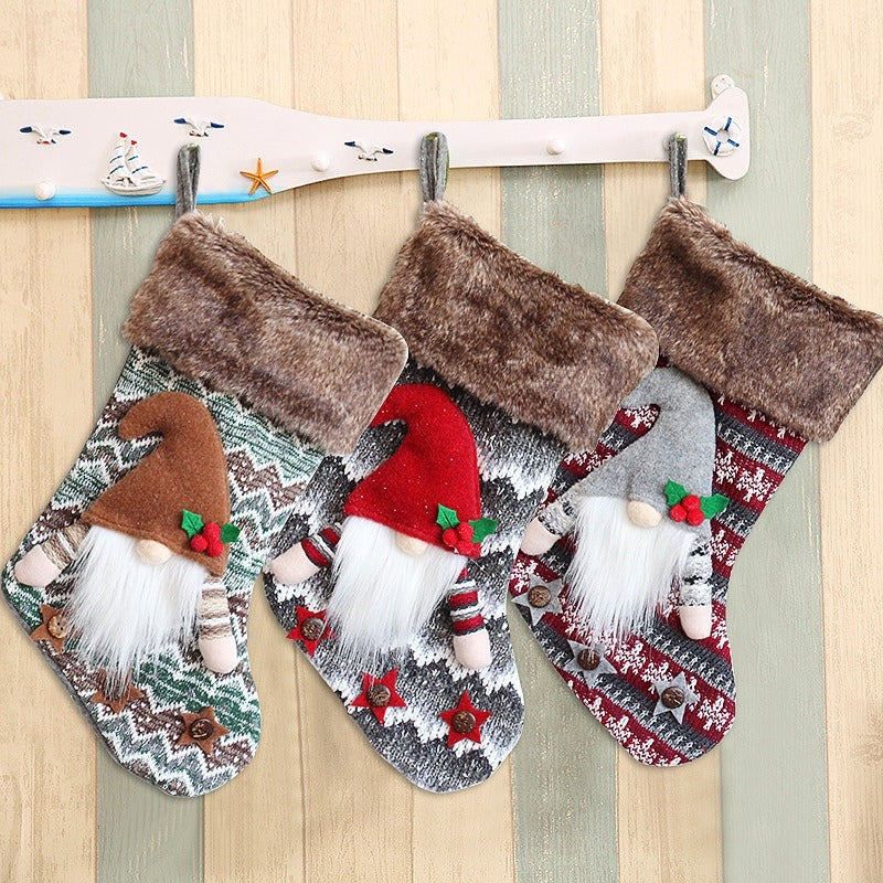 Christmas Tree Pendant 3D Christmas Socks Faceless Doll Gift Bag Plush Dwarf Old Man Candy Socks