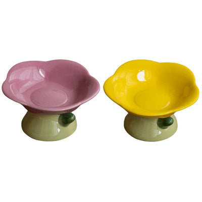 Ceramic Protection Cervical Vertebra Anti-overturningCat Dog Flower Bowl