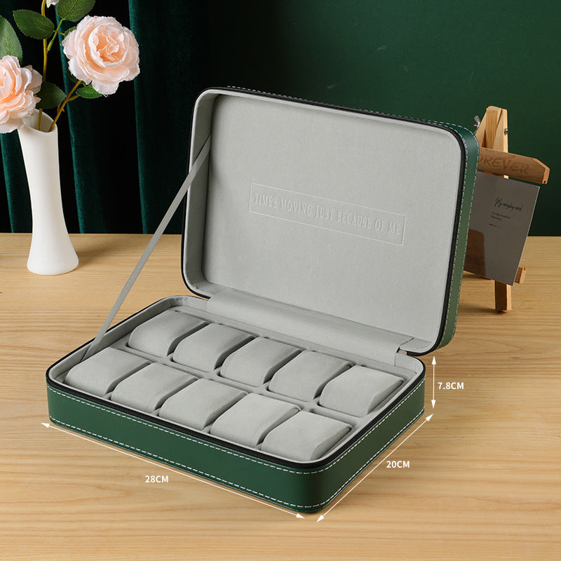 Green Zipper Watch Organizer Portable