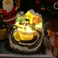 New music train will spin Christmas resin ornaments decorations Christmas gifts luminous houses