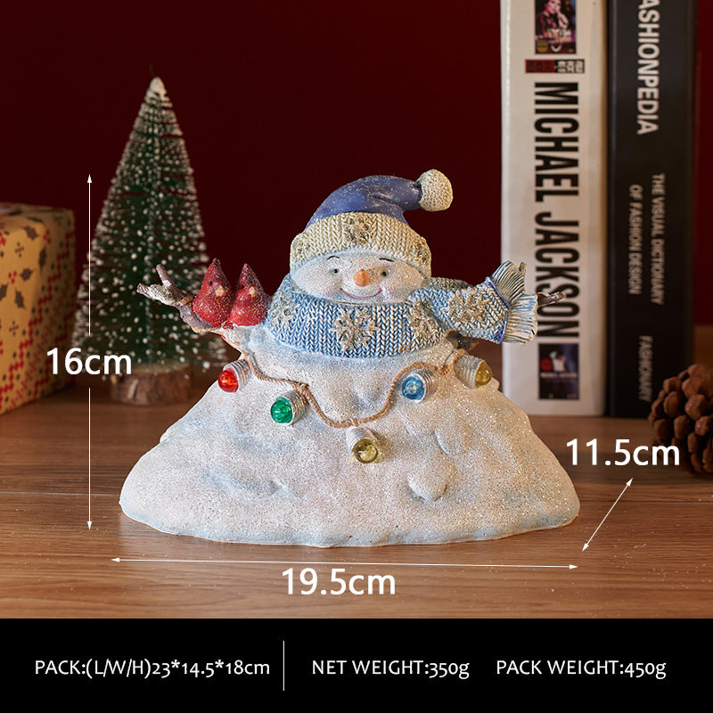 Christmas party decorations, cute Christmas snowman figurines, desktop ornaments, Christmas gifts with illuminated ambient lights