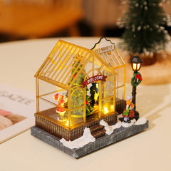 Christmas gifts, Christmas decorations, glowing music, houses, resin crafts, creative desktop ornaments