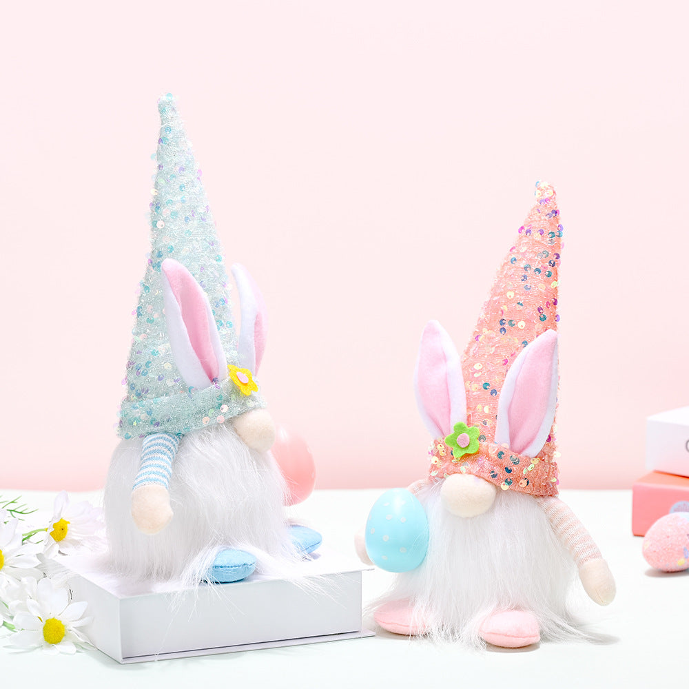 New Easter decoration with lighted sequin hat faceless doll doll Easter decoration doll