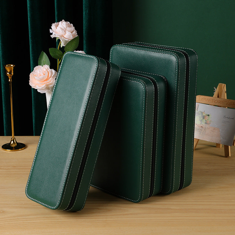 Green Zipper Watch Organizer Portable
